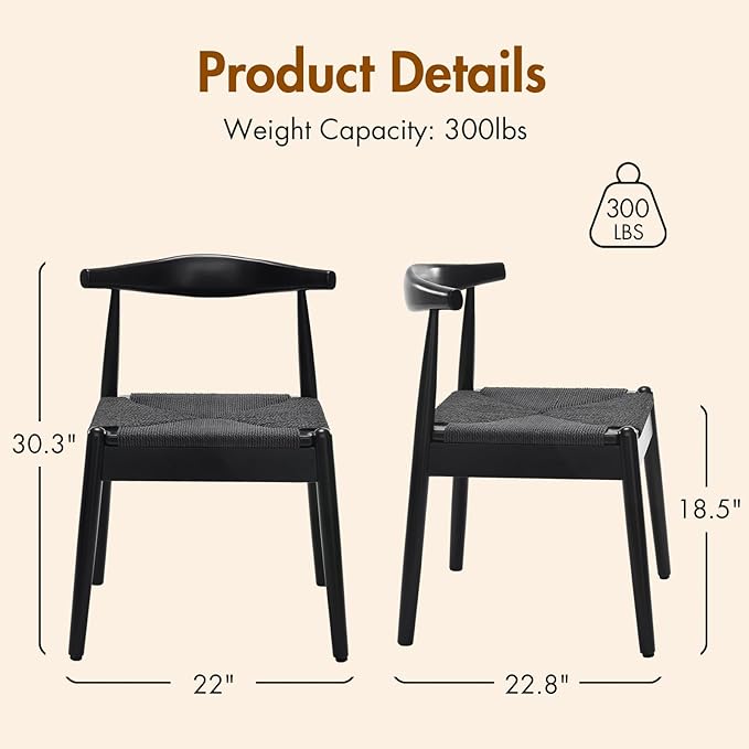Soohow Dining Chairs Set of 2, Mid Century Modern Kitchen & Dining Room Chairs for Dining Room,Dining Table Chairs with Solid Wood Legs