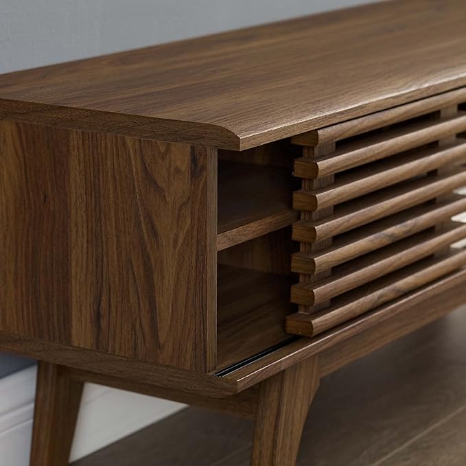 Modway Render 46" Mid-Century Modern Low Profile Media Console TV Stand, 46 Inch, Walnut