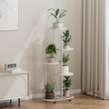 Plant Stand Metal Multiple Flower Pot Holder Shelf with Wheels Indoor Outdoor Planter Display Shelving Unit for Patio Garden Corner Balcony Living Room