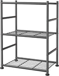 Sakugi 3-Tier Metal Storage Shelves - Space-Saving Shelf Organizer for Small Spaces, Compact Shelving Unit with Adjustable Feet for Kitchen, Garage, Laundry Room (17.7" x 12.5" x 30.1", Black)