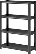 PRESTELION 4 Tier Storage Shelves 800LBS Metal Heavy-Duty Shelving Adjustable Shelving Unit for Laundry Bathroom Kitchen Pantry Closet Garage Office Black（44" H×31.5" W×11.8" D）
