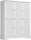 ChooChoo Bathroom Floor Cabinet, Modern Bathroom Storage Cabinet with 6 Doors and Adjustable Shelves, Freestanding Cupboard for Living Room, White