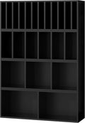 IOTXY DIY Modular Cube Bookcase - CubeXY Customizable Stackable Expandable Combination Set, 23-Cube Open Bookshelf for Books, Fabric Storage Bin, and 7/10-inch Vinyl Record Organizer, Black
