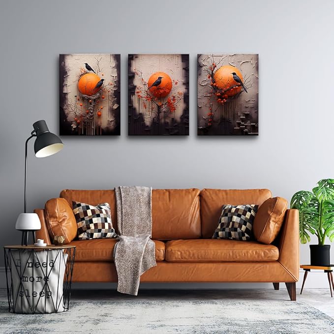 TTHYUEWS Wall Decor For Living Room Canvas Wall Art For Bedroom Fashion Modern Office Decorations Paintings Bird Abstract Wall Pictures Posters Inspirational Artwork Room Home Decor 3 Piece12 X16