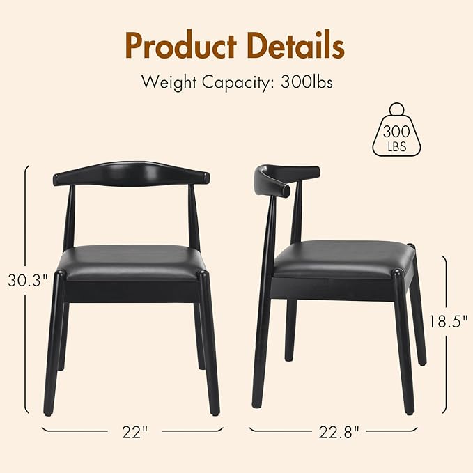 Soohow Dining Chairs Set of 2, Mid Century Modern Kitchen & Dining Room Chairs for Dining Room,Dining Table Chairs with Solid Wood Legs
