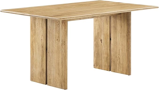 Modway Amistad 60" Solid Wood Modern Farmhouse Rectangular Dining Table in Oak