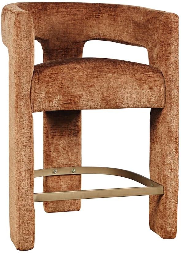 Jofran Gwen Rust Upholstered Counter Stool with Arms – Versatile Barstools – Stylish Seating for Kitchen Dining Room or Home Bar, Natural, Modern Counter Stools, Single Stool
