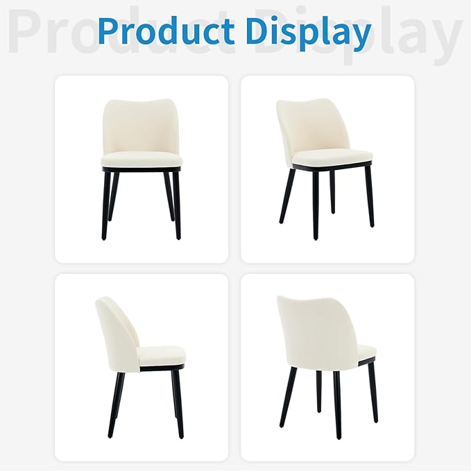 GarveeHome Wooden Dining Chairs Set of 4, Upholstered Kitchen Dining Room Chairs with Padded Seat and Wood Legs, Modern Fabric Side Dinner Chair for Kitchen, Dining Room, Restaurant, Cafe