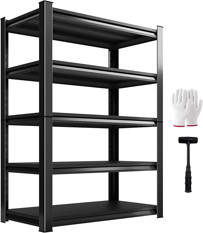 2500lbs Heavy Duty Garage Shelving, 5-Tier Adjustable Storage Shelves, 72" H x 35.4" W x 15.7" D, Utility Metal shelvingfor Warehouse, Basement, Garage