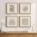 Framed Abstract Wall Art, Set of 4 Piece Modern Beige Canvas Picture Artworks Decor, Matisse Minimalist Neutral Painting Prints for Living Room Bedroom Cabinet and Dining Room