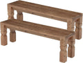 LITTLE TREE Solid Wood Bench, 55-Inch Long Farmhouse Wooden Bench Seat for Entryway, End of Bed, Dining Room, Living Room, Easy Assembly, Rustic Brown