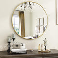 VooBang Gold Round Bathroom Mirror, 20 inch Circle Wall Mounted Hanging Mirror with Simple Modern Circular Metal Frame for Hallway, Entryway, Living Room, Gold Frame