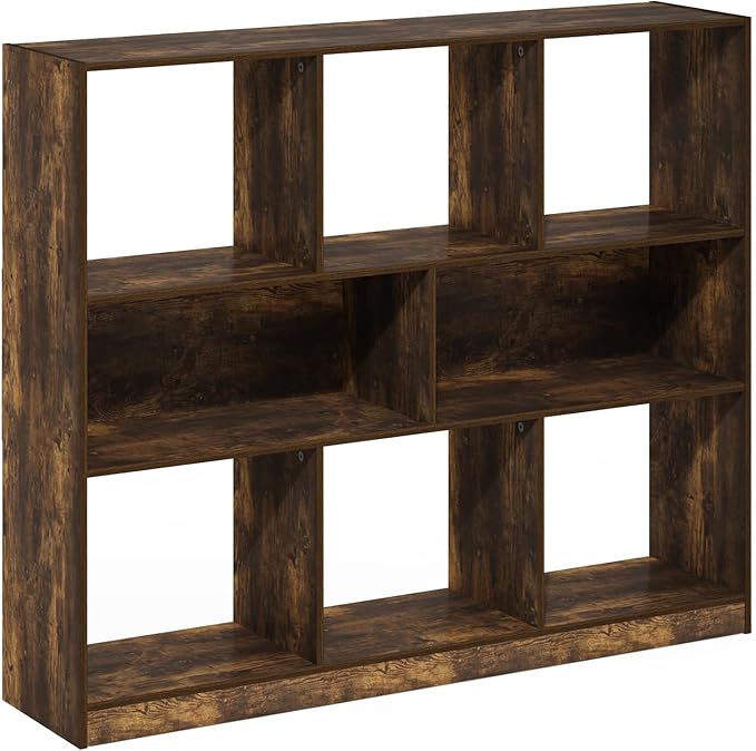Furinno DALY Book Shelf, 8-Cube Bookshelf, Horizontal Cube Storage Organizer Bookcase, 10.9 x 47.2 x 39.4, for Living Room, Bedroom, Home Office, Amber Pine