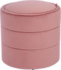 HomePop Storage Round Ottomanwith Removable Lid|Homepop Home Décor|Upholstered Round Velvet Foot Rest Ottoman - Blush Pink Velvet