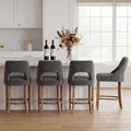 UVV Bar Stools Set of 4, Upholstered Counter Height Bar Stools, Modern Counter Stools with Wood Legs for Kitchen Island Dining Room Bar, Dark Grey