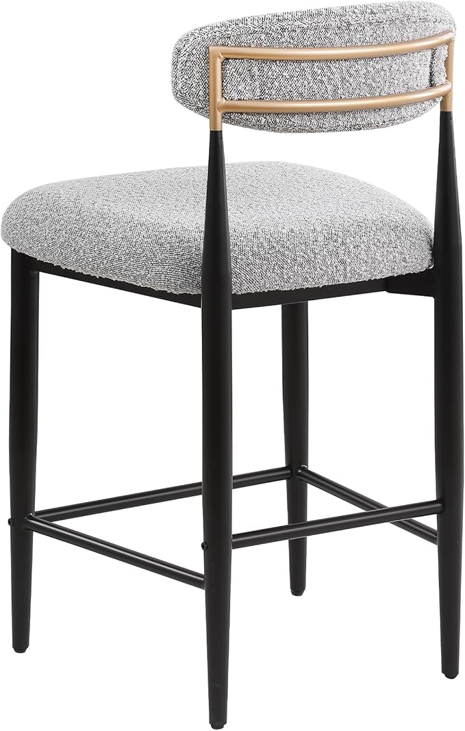 Morden Fort Counter Height Bar Stools Set of 4, Modern Upholstered Counter Stools with Black Metal Legs, Boucle Island Chairs for Kitchen, Dining Room and Bar