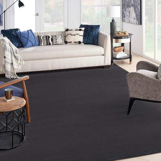 Nourison Home Nourison Essentials Black 10' x 14' Area Rug - Easy Clean, Non Shedding, Bed Room, Living Room, Dining Room, Kitchen (10' x 14')