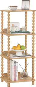 Fultyle Bookshelf, 4-Tier Wooden Bookcase with Open Shelves, Modern Book Shelf for Small Spaces, Bedroom, Living Room and Office with Solid Wood Legs (Rustic Walnut)