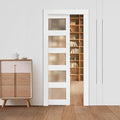 VEVOR Sliding Pocket Door, 36" x 80", 5-Lite Frosted Glass with Hardware Kit, Sturdy Solid Wood & MDF Pocket Doors Slab with Waterproof Surface, Pre-Drilled Doors Panel, Need to Assemble