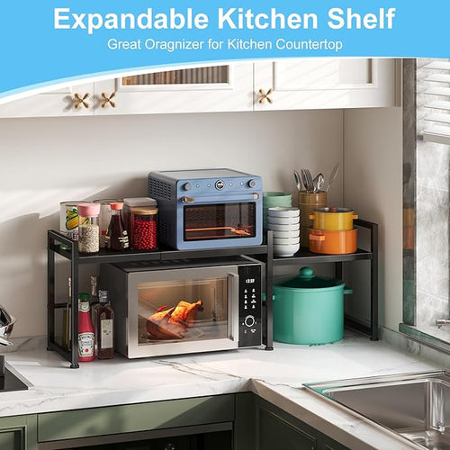 44.3 Inches Expandable Metal Storage Shelves,150LBS Heavy Duty Shelving Units and Storage For Appliance,Adjustable Utility Organization and Storage Shelf Rack For Kitchen Cabinet Closet Garage Pantry