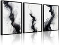 Black White Abstract Wall Art Decor Gray Modern Wall Art Minimalist Canvas Painting Black White Grey Pictures Poster Abstract Prints Artwork for Living Room Bedroom 12x16 Set of 3 Inch Unframed