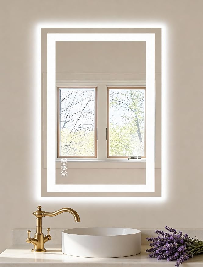 NEWBULIG Bathroom Mirror, Wall Mirror with Aluminum Alloy Thin Frame, Bathroom Mirrors for Over Sink, Bedroom, Living Room, Entryway