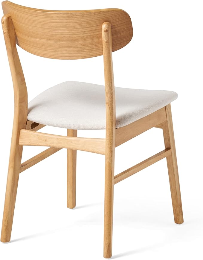 Christopher Knight Home Lucious Fabric / Oak Finish Dining Chairs, 2-Pcs Set, Light Beige