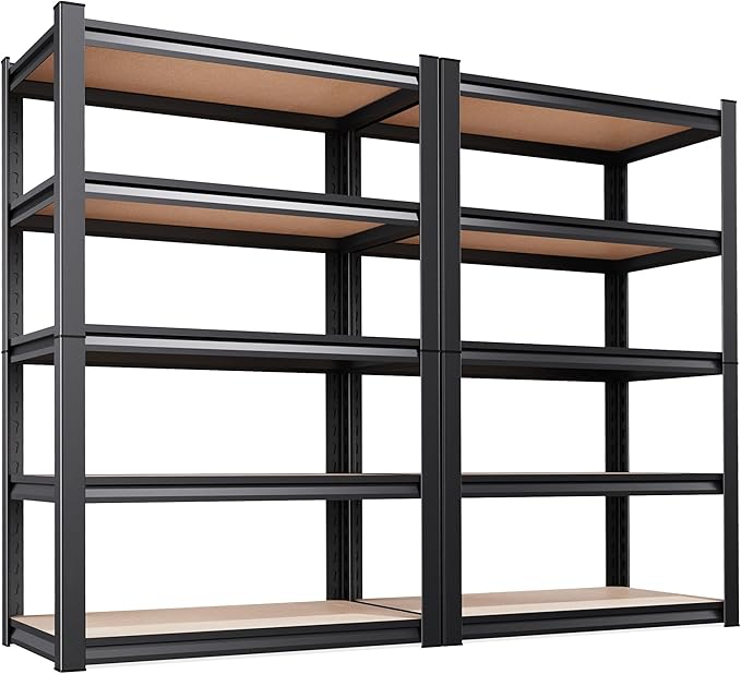 2-Piece Set 71.1''HStorage Shelves, 2500lbs Garage Shelving,Adjustable Heavy Duty Shelving Unit,5t Tall Garage Shelves，Metal Standing Shelf Units,Utility Rack 2 Pack