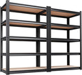 2Pack Storage Shelves, 2500lbs Garage Shelving,Adjustable Heavy Duty Shelving Unit,5T Tall Garage Shelves，Wood Metal Standing Shelf Units,Utility Rack for Kitchen 71.2''H*31.5''W*13.8''D