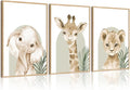 Tocliky Nursery Animal Wall Art Decor Safari Jungle Nursery Pictures Baby Boy Room Canvas Wall Decor Woodland Animals Prints Safari Giraffe Artwork for Boys Kids Bedroom 12x16 Inch Unframed Set of 3