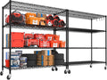 PrimeZone 2 Packs 55.5" W x 24" D x 80" H Heavy Duty Wire Storage Shelves with Wheels, 4 Tier Adjustable NSF Commercial Garage Shelving Unit, Rolling Metal Organizer Shelf Rack for Warehouse, Pantry