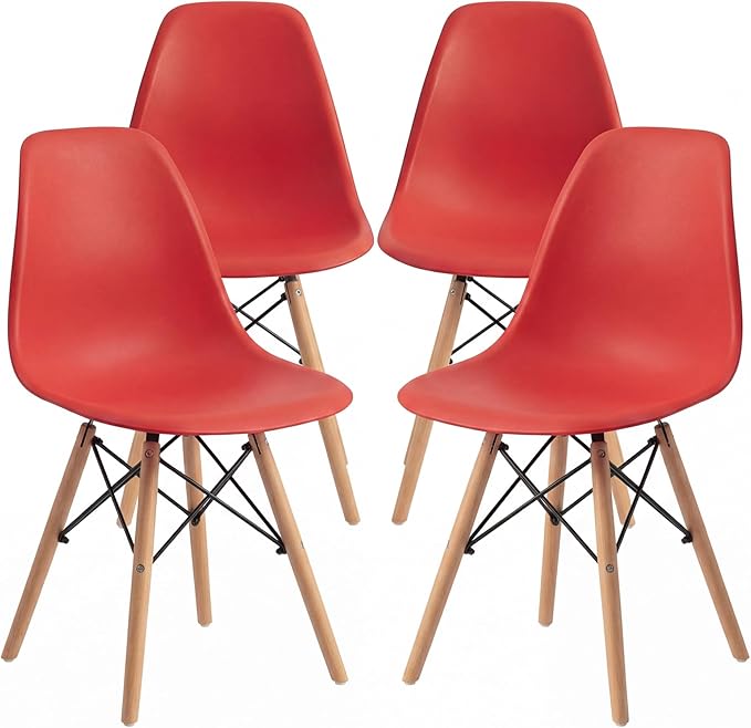 Furmax Modern Style Dining Chair Mid Century Modern DSW Chair, Shell Lounge Plastic Chair for Kitchen, Dining, Bedroom, Living Room Side Chairs Set of 4