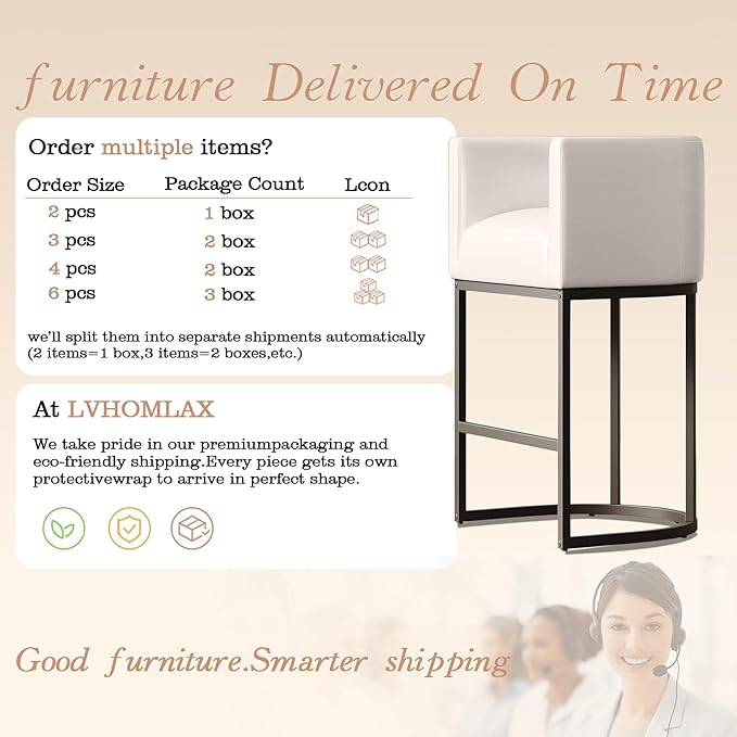 24" Modern Counter Height Bar Stools,PU Leather Upholstered Barrel Barstools with Backs,Island Chairs Bar Stools Set of 1,Metal Black, Beige White Leather