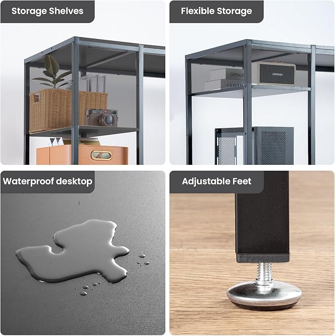 MINOSYS 47-inch Computer Desk with Storage Shelf - Your Ideal Black Gaming Desk for Bedrooms, Small Spaces, and Home Offices. This Modern Writing Desk is Perfectly Suited for PCs.
