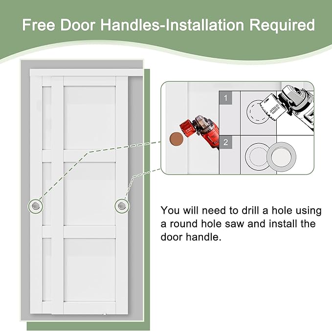 120" x 80" Sliding Closet Door, 1-Lite One-Side Mirror Bypass Door Panel with Hardware Track Kit & Floor Guide, Solid Wood Slab Pre-Assembled with PVC Surface, Silver Round Handle