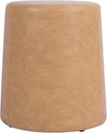 HomePop Faux Leather Organic ShapeOttoman (No Lid, Seat Only) | HomePop Home Décor | Round Pouf Foot Rest – Sand Faux Leather