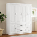 Armoire Wardrobe Closet with 2 Doors, White Cabinet with 2 Drawers and Clothes Storage Organizer, Modern Style with Hanging Rod Shleves Suitable for Bedroom(61.42" W x 20.47" D x 74" H)
