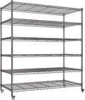 AIRAJ 46”W Storage Shelves with Wheels | 6 Tier Wire Shelving Heavy Duty | 3600 LBS Metal Shelving | Garage Shelving units and Storage | Wire Rack Adjustable Layer Height | 46”W×18”D×80”H | Indoor/Out