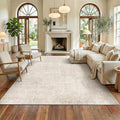 Homemate Washable Rug 8x10 Area Rugs - Vintage Faux Wool Rugs for Living Room Bedroom Dining Room - Non Slip Foldable Carpet Indoor Area Rug for Home Decor（8'x10', Beige