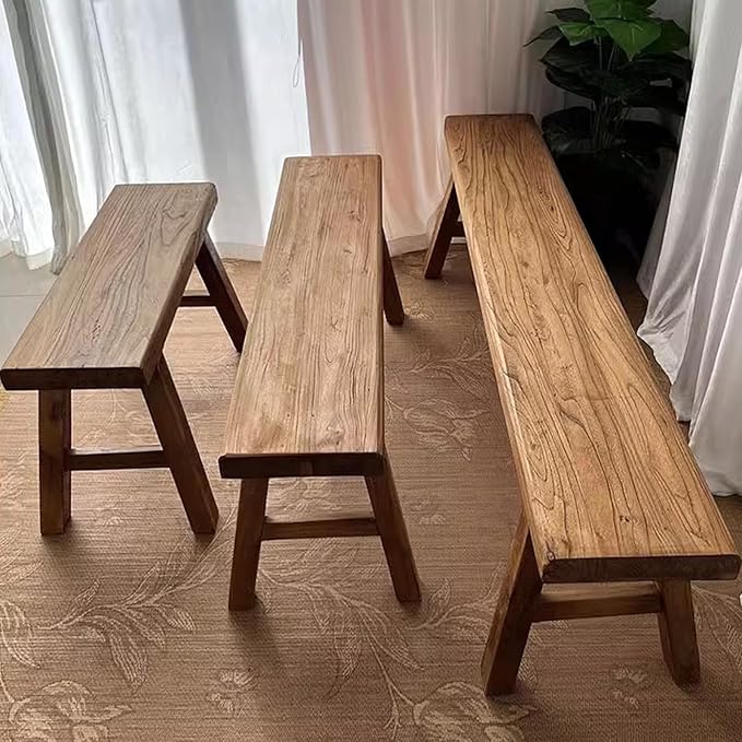 Narrow Entryway Bench Farmhouse Wood End of Bed Bench 20" 32" 39" 47" 55" 63" 71" 79" Sturdy Stable Skinny Long Benchs for Bedroom Hallway Dining Room Porch Easy to Assemble Natural Finish(39")