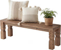 LITTLE TREE Solid Wood Bench, 55-Inch Long Farmhouse Wooden Bench Seat for Entryway, End of Bed, Dining Room, Living Room, Easy Assembly, Rustic Brown