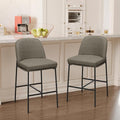 COLAMY Counter Height Bar Stools Set of 2, 25 Inch Modern Fabric Kitchen Island Stools with Back, Upholstered Counter Barstools Armless Bar Chairs with Metal Legs for Island Dining Room Bar,Brown