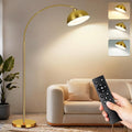 Arc Floor Lamps for Living Room, 72" Modern Tall Lamp with Remote Control and Stepless Dimmable 9W LED Bulb, Over Couch Arched Reading Lamp for Bedroom, Office(Gold)