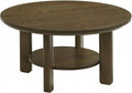 Furnifact Brown Round Coffee Table with Durable Wood Top, Leveler Glides, 200 lbs Capacity, Transitional Style, Sturdy Construction, Includes 1 Table