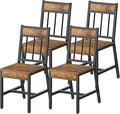 YATINEY Dining Chairs Set of 4, Industrial Kitchen Chairs with Metal Frame, Slanted Back, Wooden Dining Chair Set, for Kitchen, Living Room, Rustic Brown and Black CY03L4BR