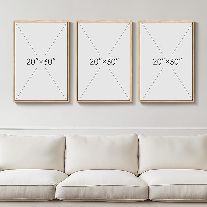 Large Framed Sage Green Abstract Wall Art, 3 Piece Modern Canvas Prints Paintings Artwork for Walls, Minimalist Green and Gold Abstract Pictures for Living Room Bedroom Dining Room Wall Decor 20x30 In