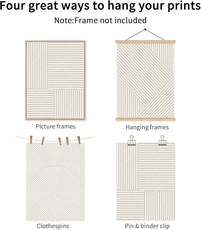 Beige Abstract Wall Art Pictures Set of 3 Boho Modern Canvas Wall Decor Neutral Line Wall Art Minimalist Art Abstract Beige Prints Painting Modern Artwork for Living Room Bedroom 16x24 Inch UNFRAMED