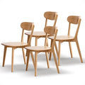 Modern Dining Chairs Set of 4, Solid Oak Wood Dining Chair with Comfortable Backrest, Sturdy Wooden Chairs for Kitchen, Dining Room