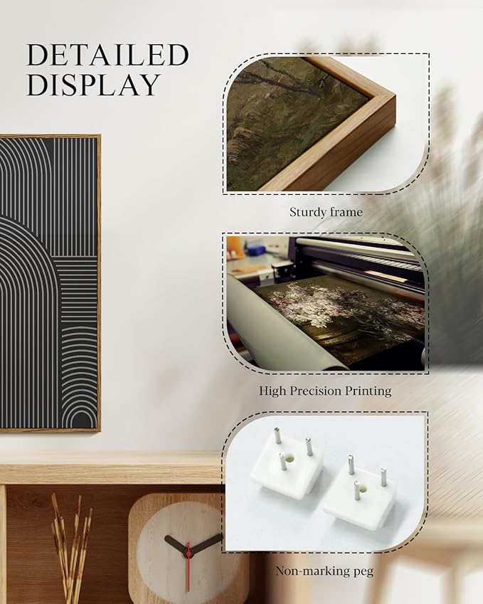 Modern Geometric Line Wall Art Set of 3 Neutral Abstract Canvas Prints, Large 16x24 3 Piece Black Beige Taupe Contemporary Home Artwork, Minimalist Mid Century Living Room Bedroom Office Decor