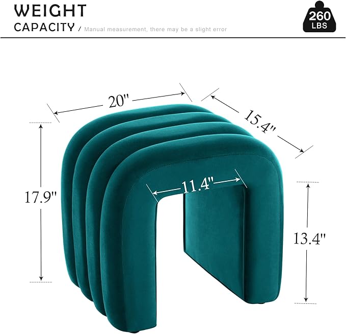 Multi-Functional Ottoman Stool Set of 2, Footrest for Couch, Modern Vanity Stool for Make-up Room, Living Room and Entryway, Small Cute Footstool (Teal Velvet)